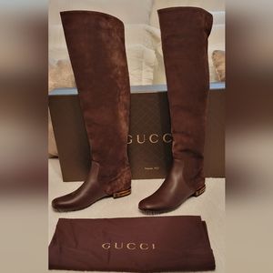 Gucci Leather & Suede knee boot